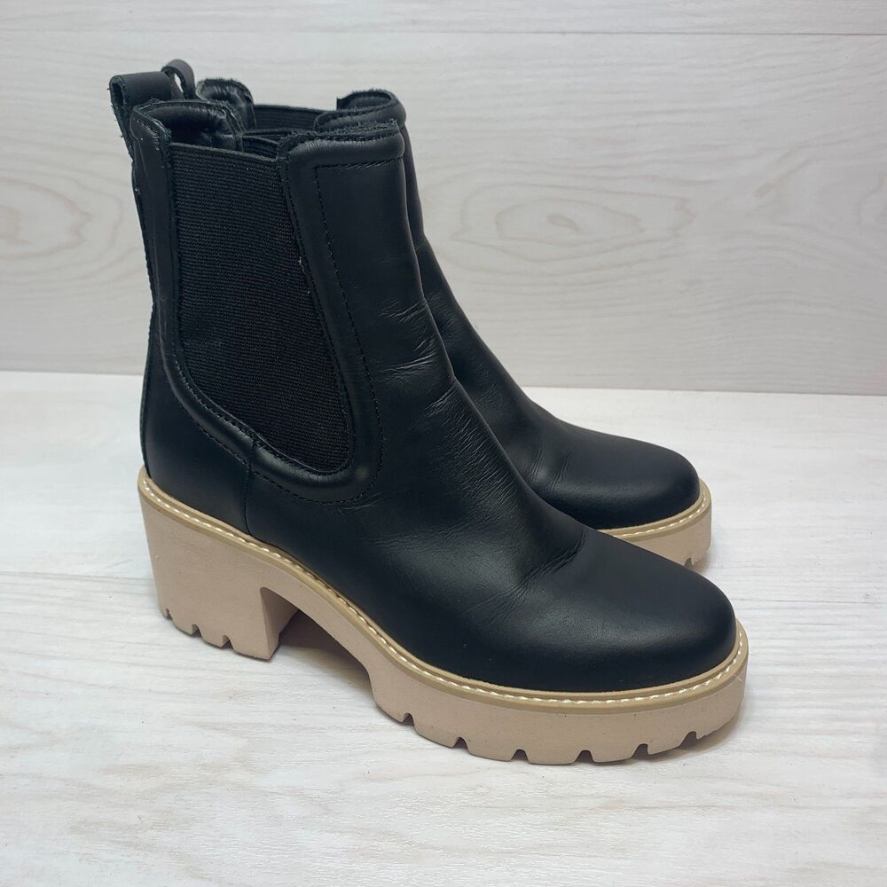 Dolce Vita Hawk H2O Chelsea Boots Women's Size 6.5 Black Waterproof Block Heel‎
